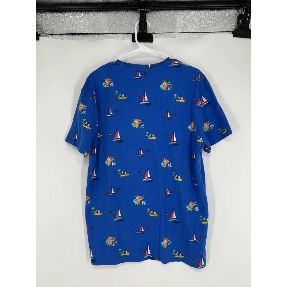 Polo Ralph Lauren Short Sleeve Nautical Sailboat All Over Print AOP Boat Graphic